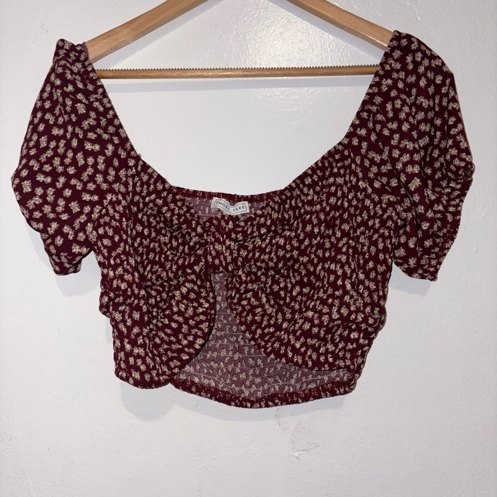 Emory Park Burgundy Floral Crop Top